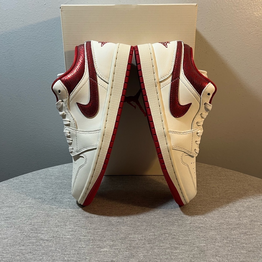 Nike Air Jordan 1 Low SE "Cracked Ruby" Sail Red Women's Shoe Size 9 HJ9338-106 - Picture 7 of 11